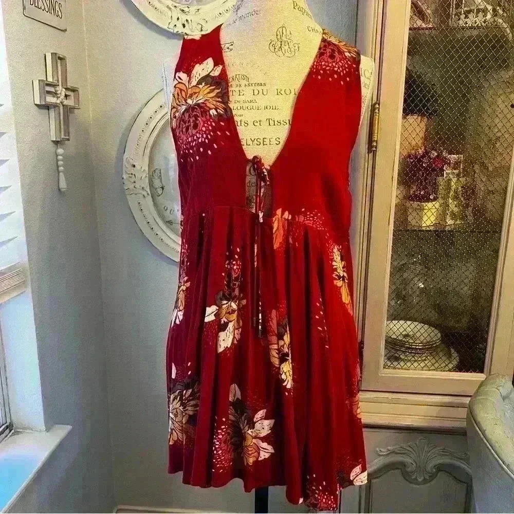 Free People Floral Red Women's Top size small